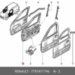 Panneau De Porte Kangoo Avant Droite (Origine) 7751469313